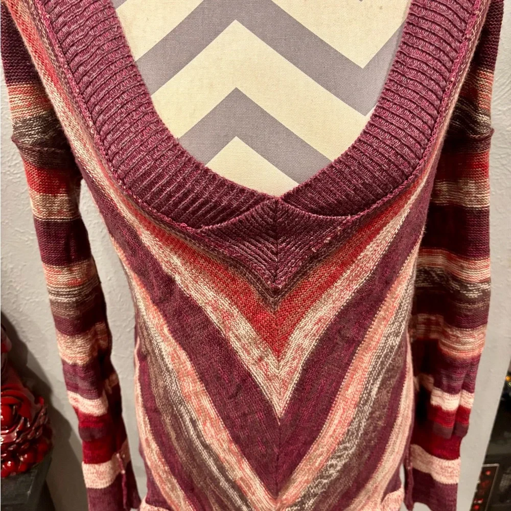 VINTAGE Free People Red and Purple Knit Sweater Dress - Picture 2 of 9